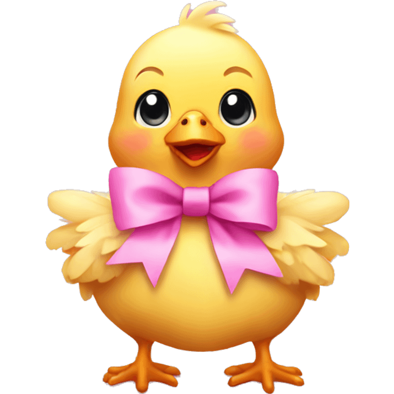 Baby chicken with pink bow emoji