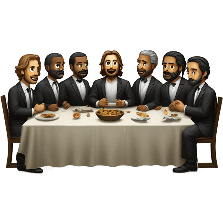 the last supper wearing suits in a modern office emoji