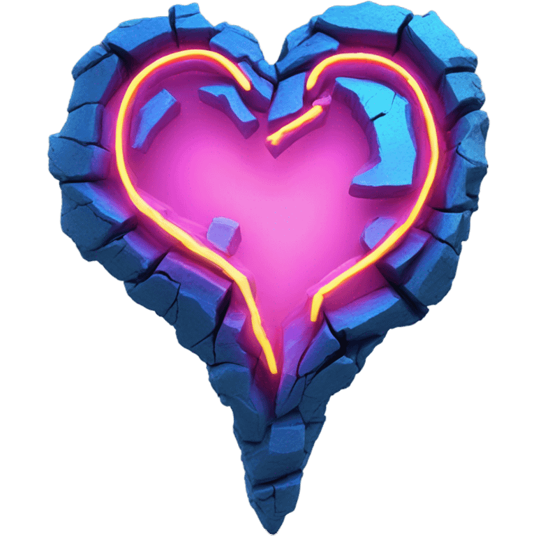 Blue neon broken heart emoji