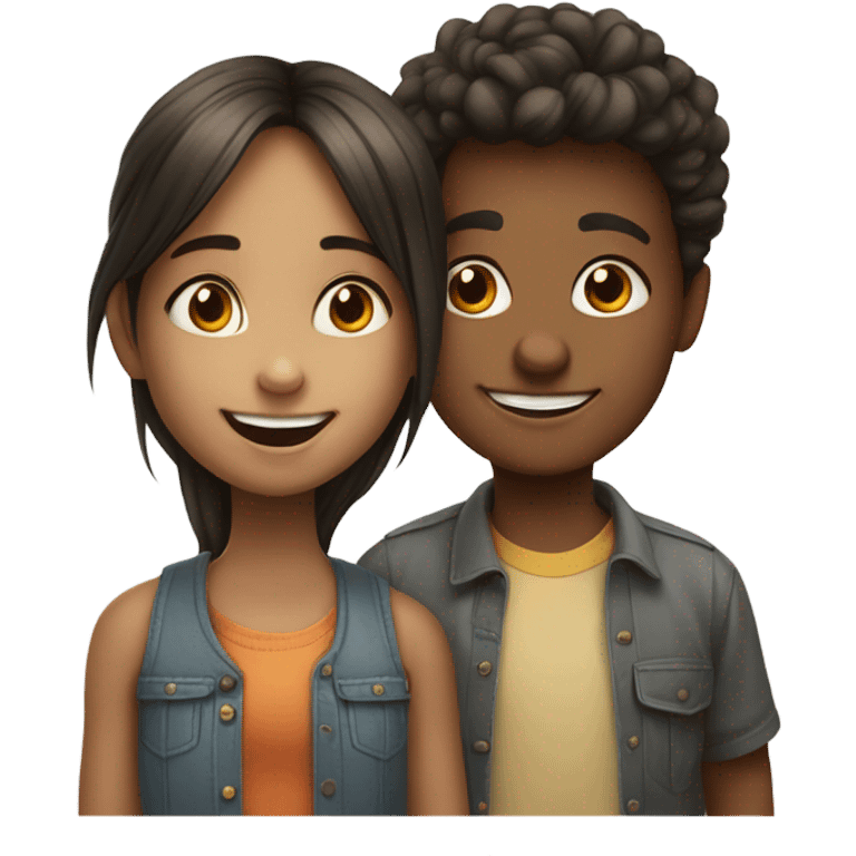 smiling girl and boy portrait emoji