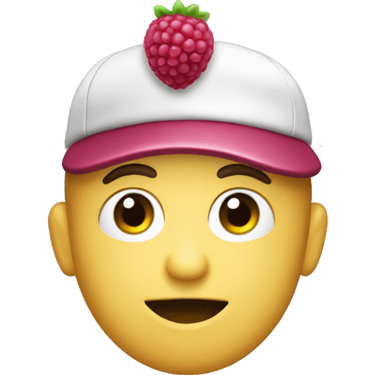 raspberry with a cap emoji