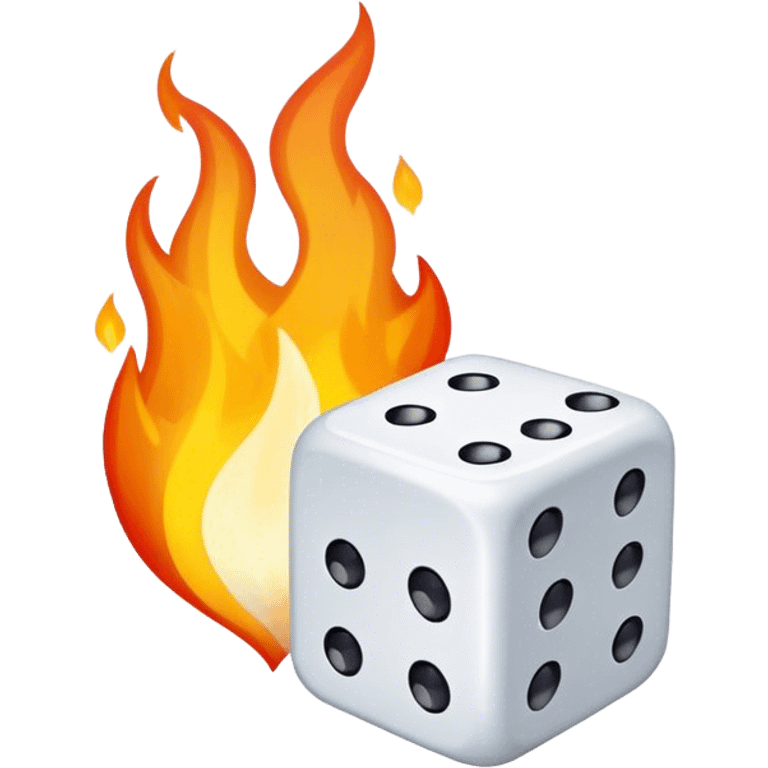 A rising flame with a small dice inside emoji