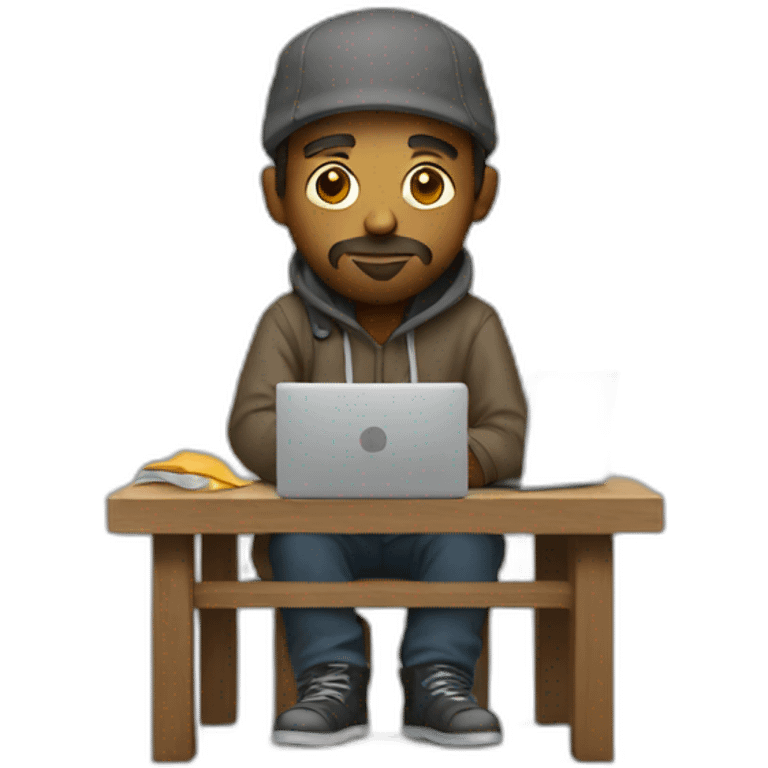 a homeless man works as a programmer emoji