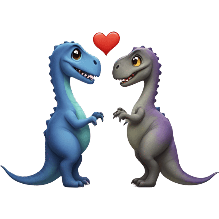 Two dinosaurs in love  emoji