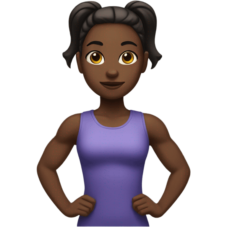 a girl have great muscle，black skin，ponytail emoji