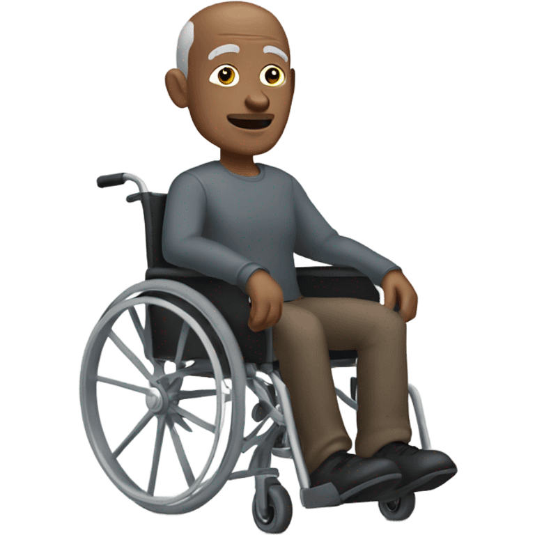 old black bald man in wheelchair. grey stubble. and he's pointing with his left hand emoji