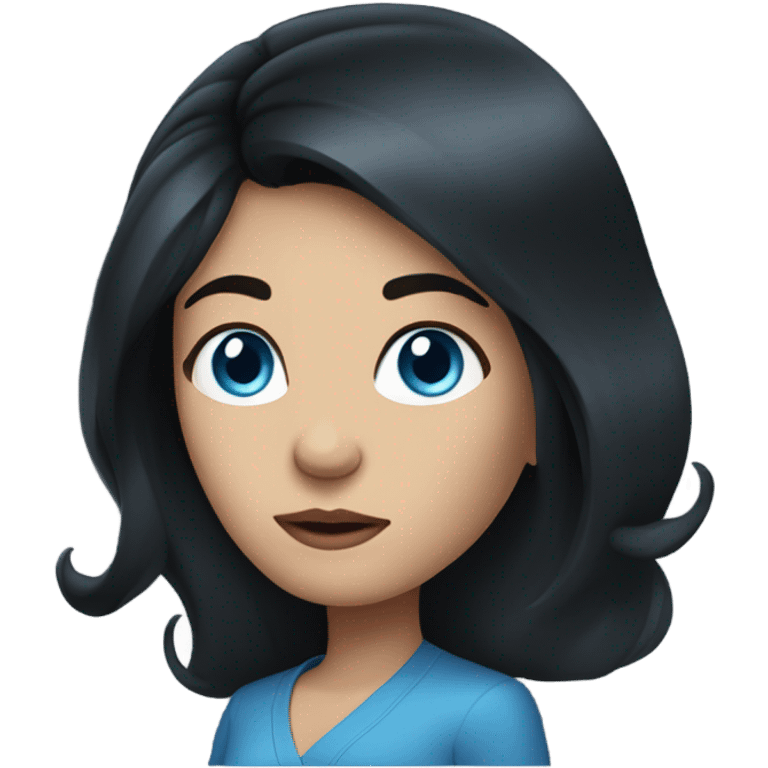 woman with black long hair and blue eyes emoji