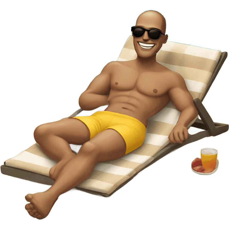 Man with sunglasses on sunbathing on Spanish beach emoji