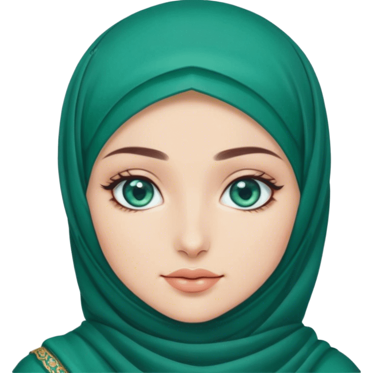 Turkish beautiful finish Konya girl blue eyes with hijab and emerald stone dress emoji