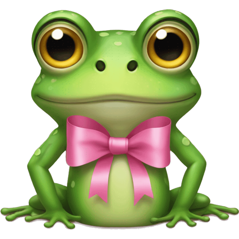 Frog wearing pink ribbon bow on its head emoji