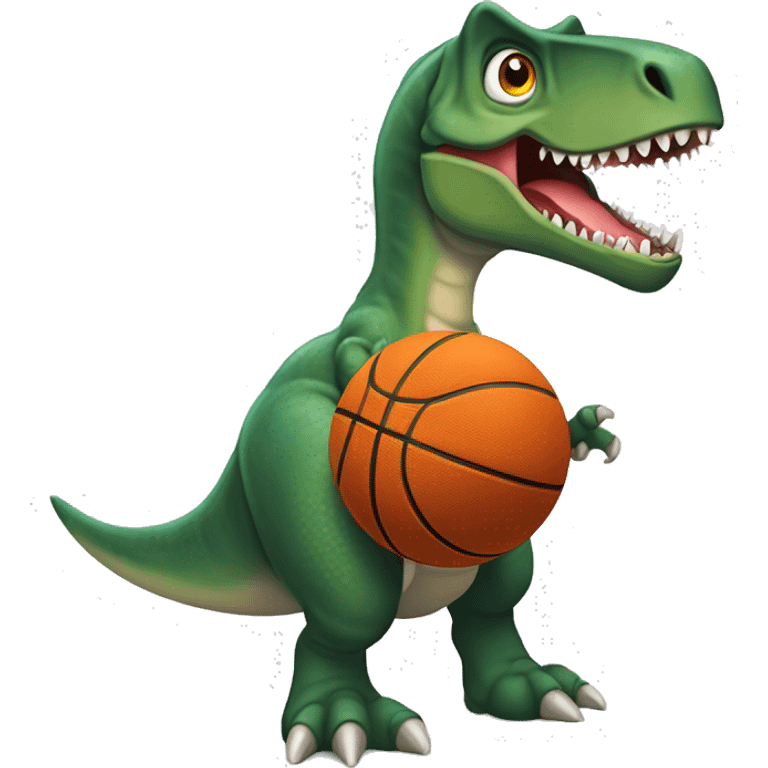 Dinosaurio con un balón de baloncesto  emoji