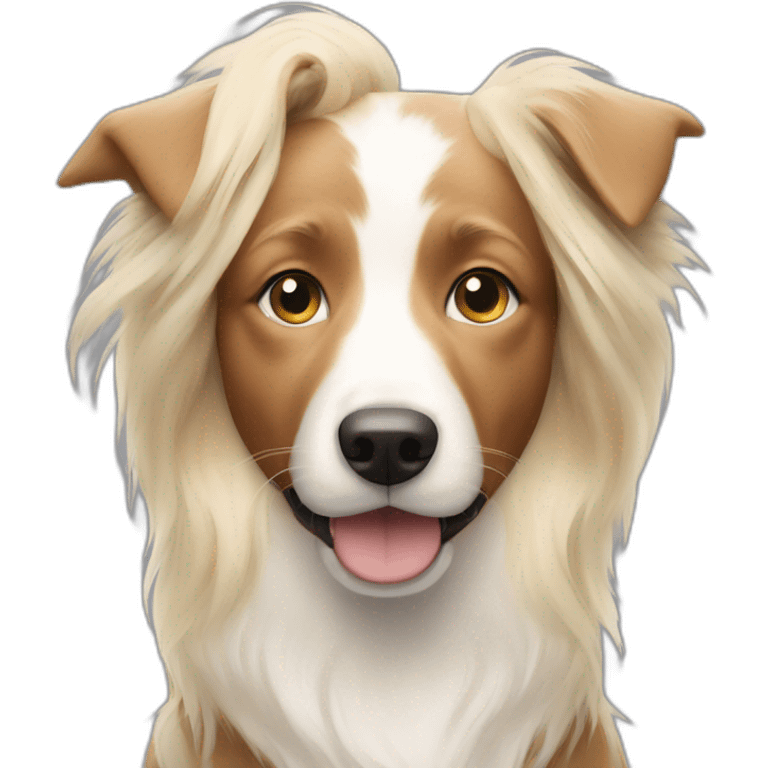 blonde girl with a border collie emoji