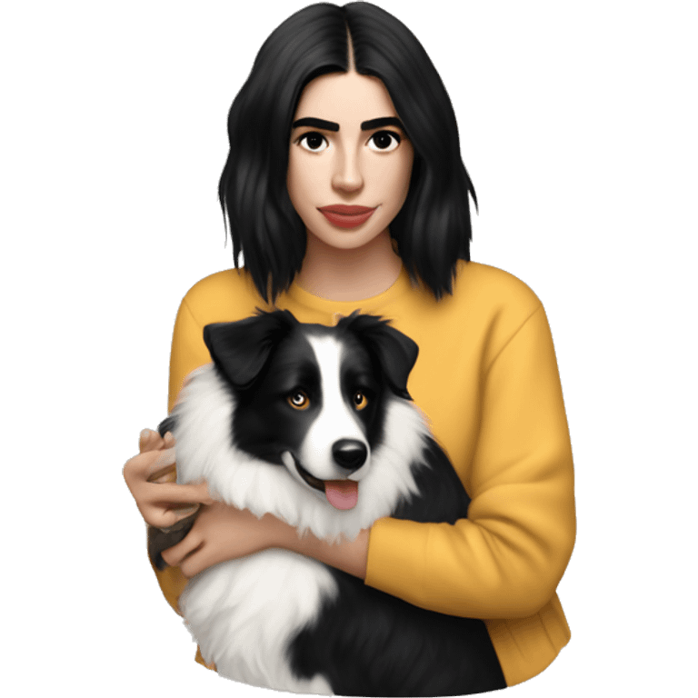 Dua lipa holding a border collie emoji