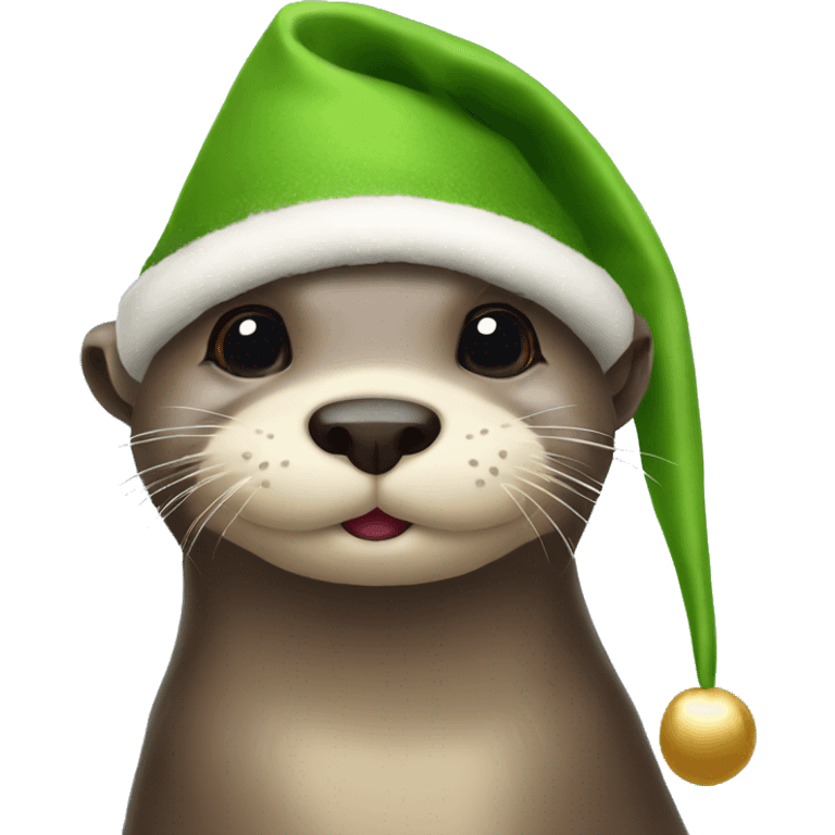 Otter in an elf hat  emoji