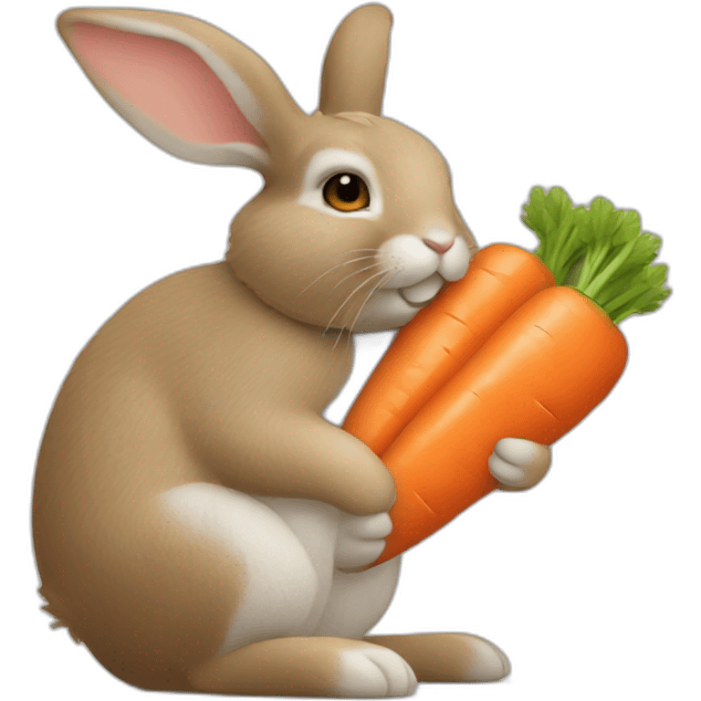 Rabbit cuddling a carrot emoji