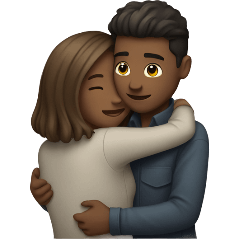 Girl hugging guy emoji