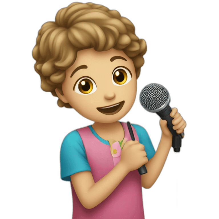 children sing song with microphone emoji