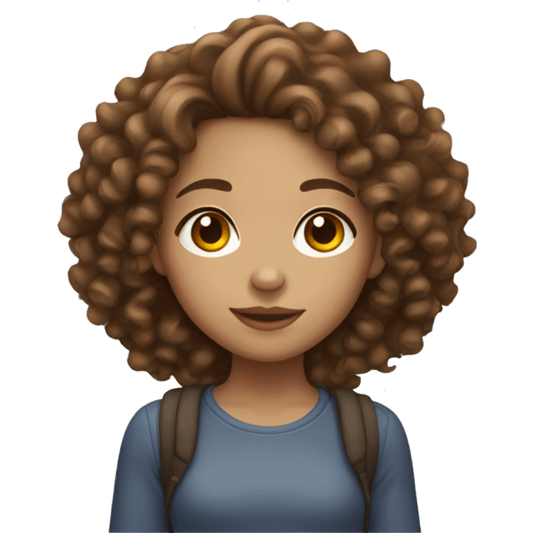 light skinned girl with brown curly hair emoji