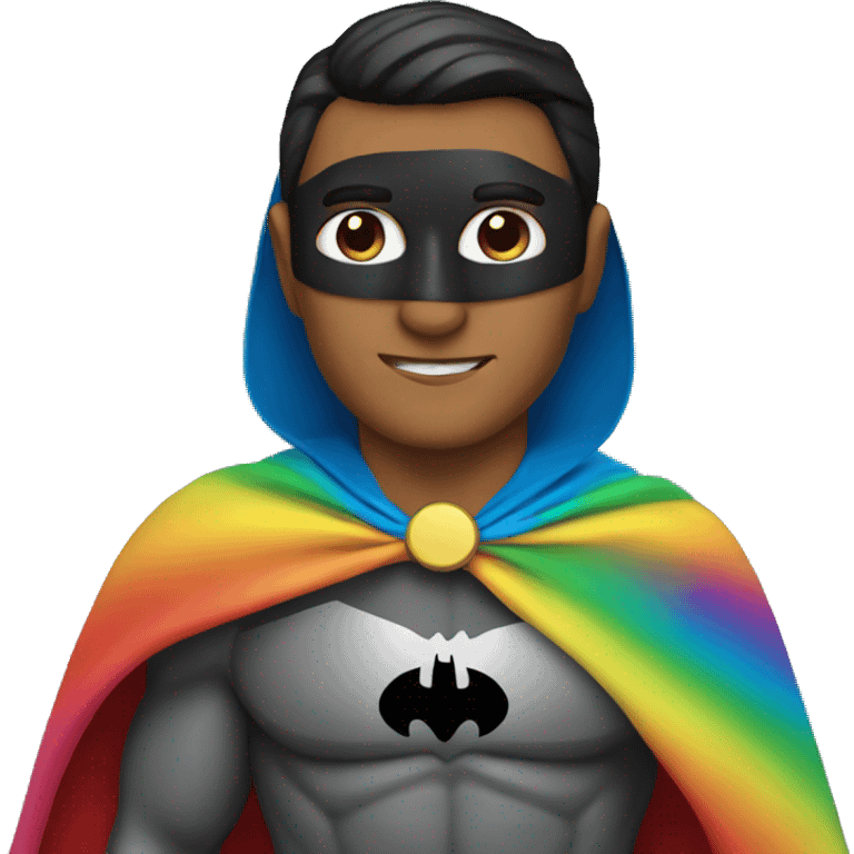 Hispanic Batman with rainbow cape emoji