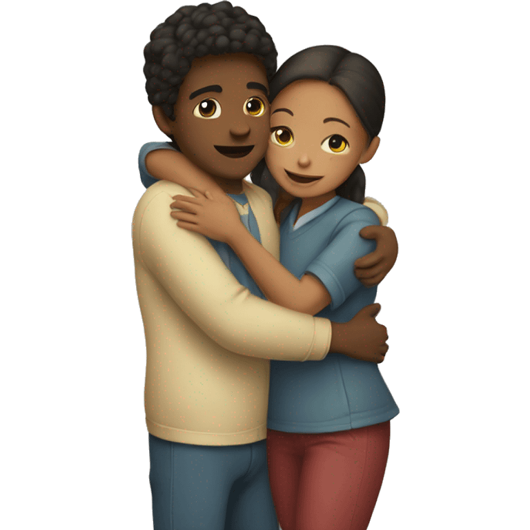 A girl and a boy hugging emoji