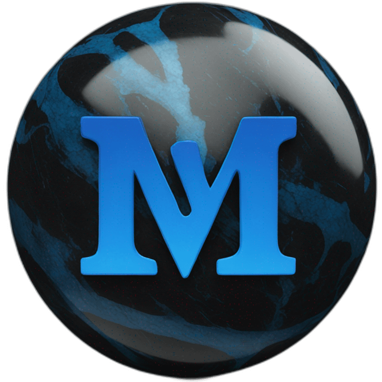 big blue "W" letter icon on a black marble ball emoji