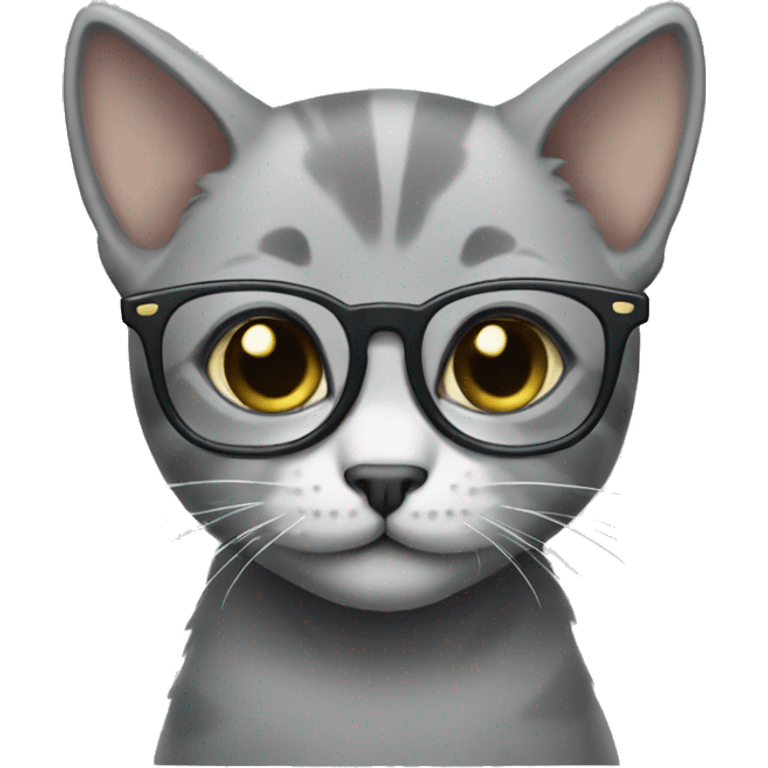 Grey kitten with glasses  emoji