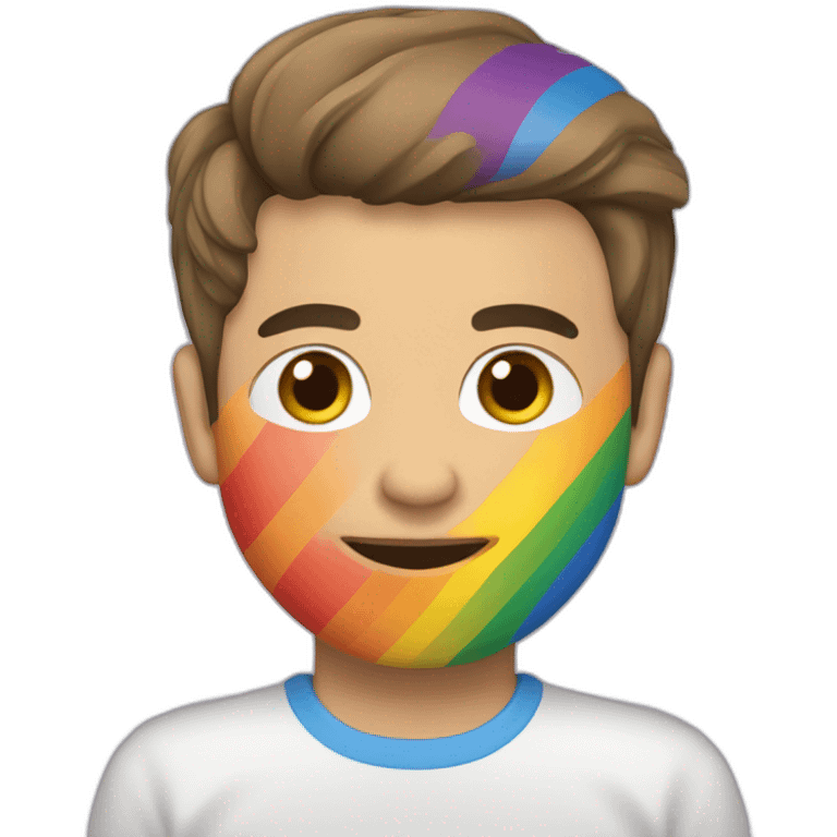 Un homosexuel tenant un drapeau LGBT emoji