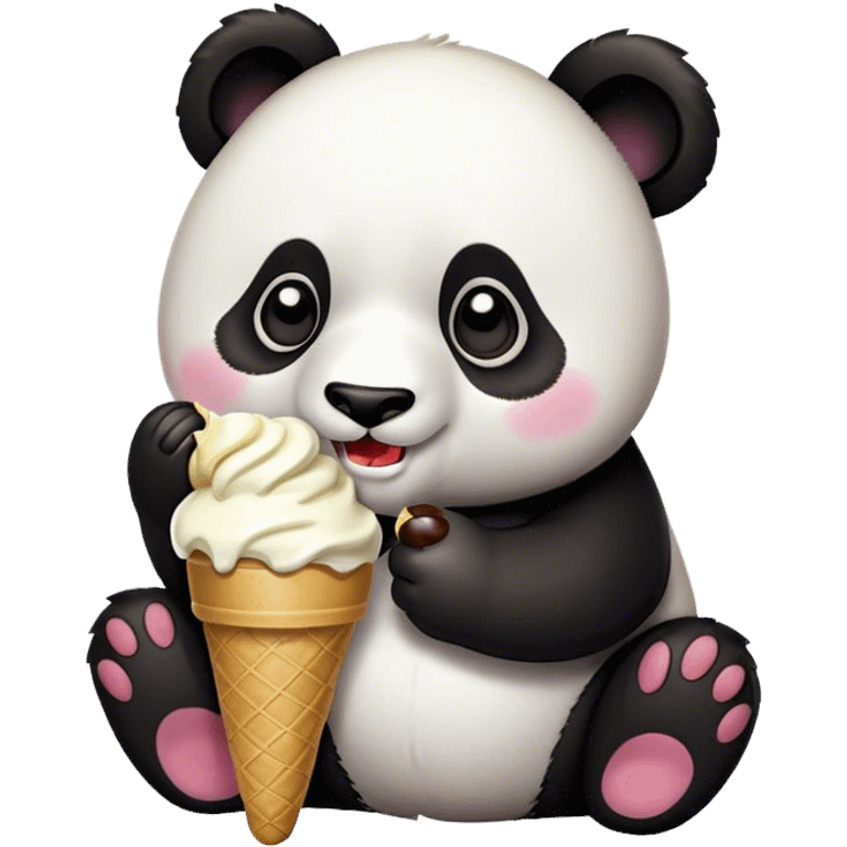 Panda eating ice cream emoji