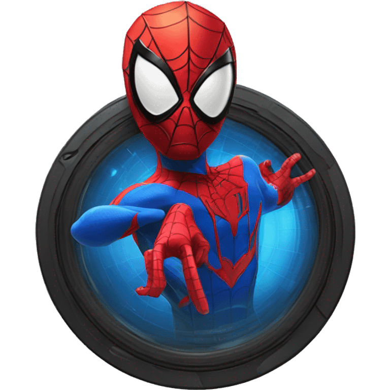 Spiderman using disk jockey facing front emoji