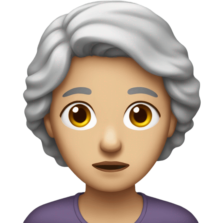 Grey haired woman looks sad emoji