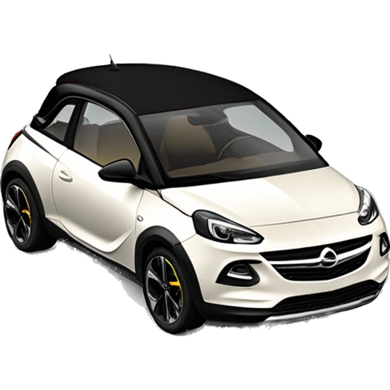 opel adam rocks in off white with black top and big sliding roof from the front  emoji