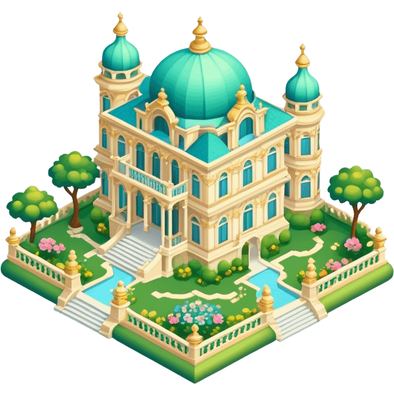 Isometric rococo palace with gardens emoji