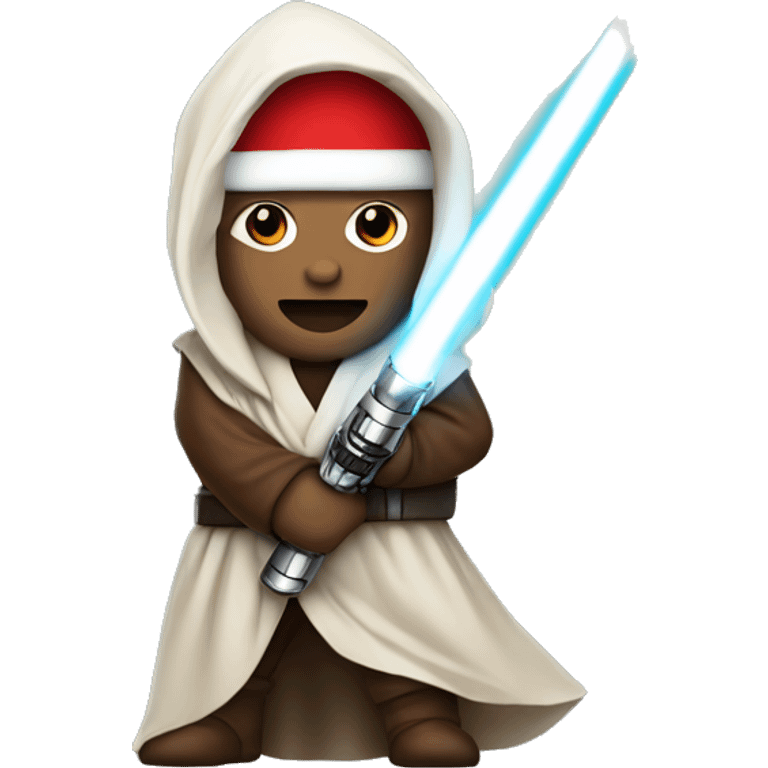 Star Wars Jedi with a light saber wearing a Santa hat emoji