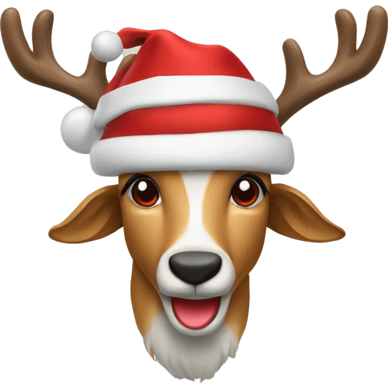 Reendeer with red nose and christmas hat  emoji