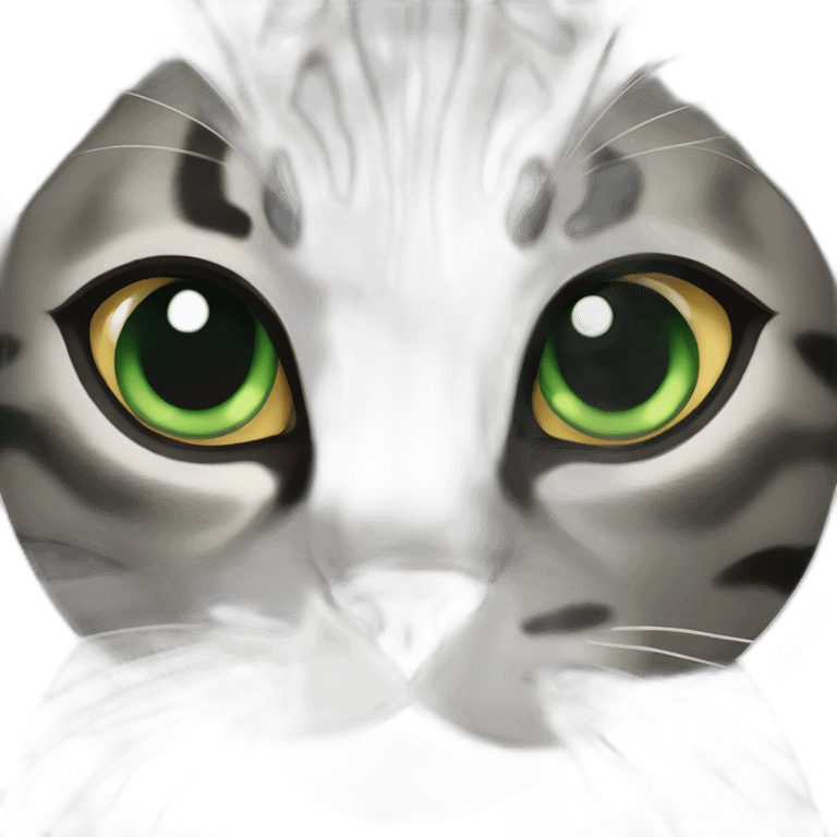 Black and Grey bengal cat green eyes emoji