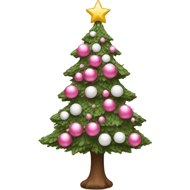 Pink Christmas tree with white ornaments  emoji