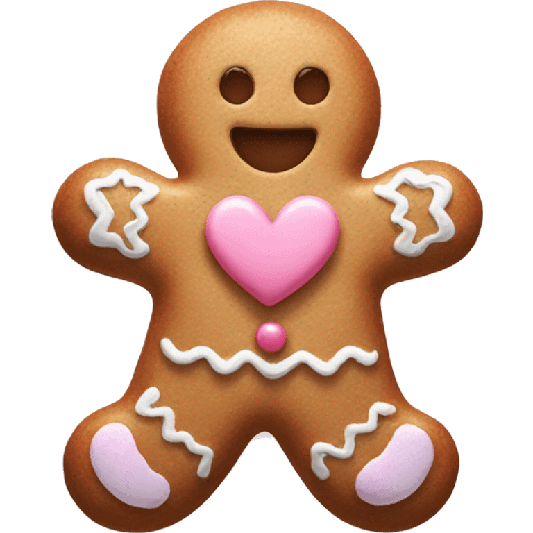 pastel gingerbread man with heart emoji