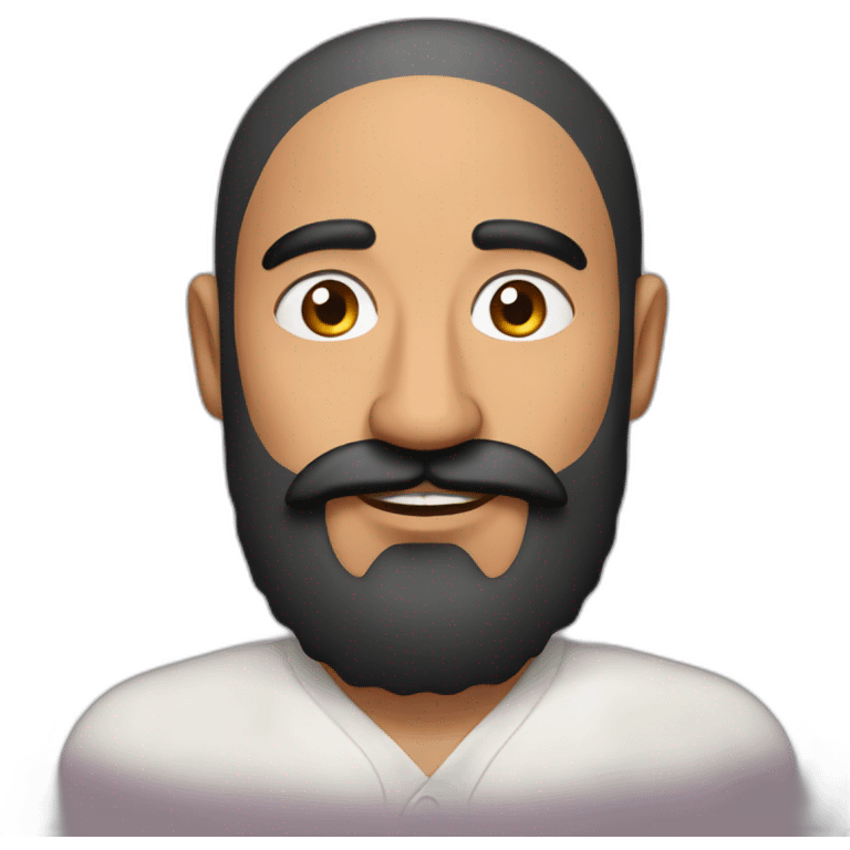 A bald indian man with black beard and mouschtach emoji