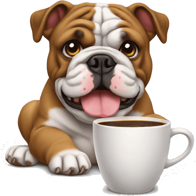 bulldog ingles drinking coffee emoji