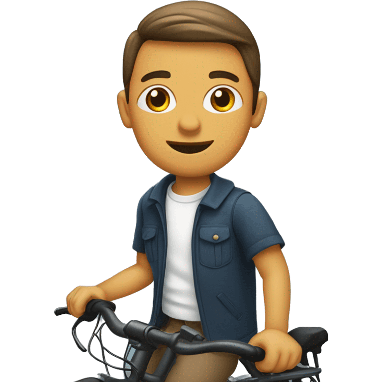 Criança menino loiro em cima de uma bicicleta  emoji