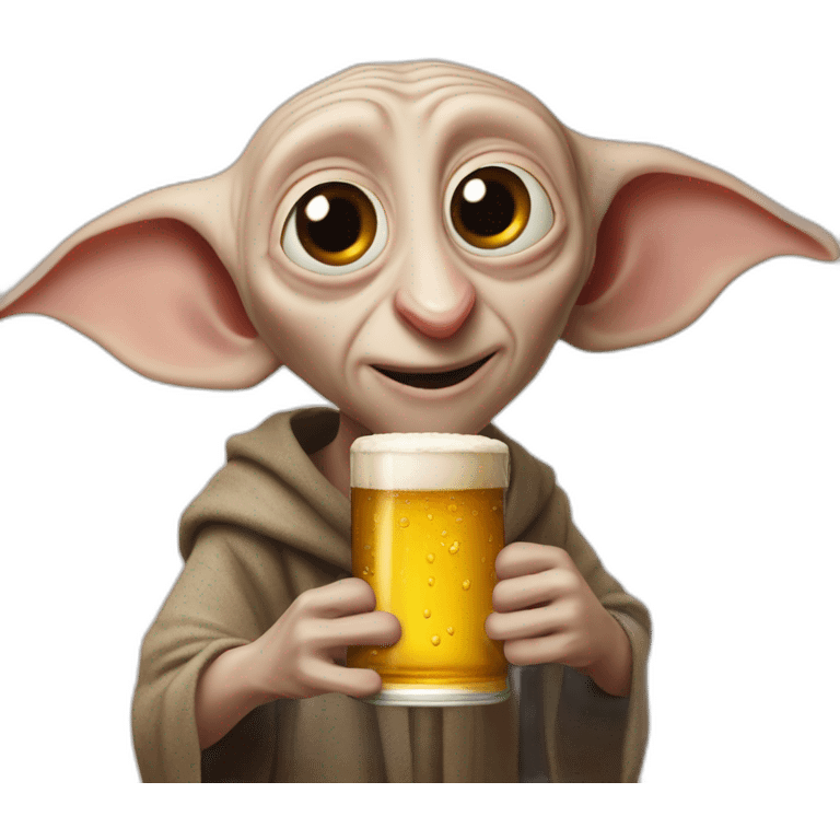 Dobby qui boit une bière  emoji