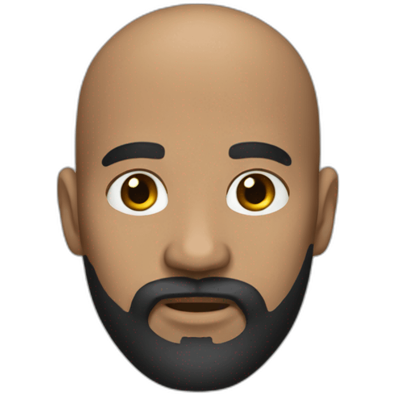 Dark Medium skin bald man with medium long black beard emoji