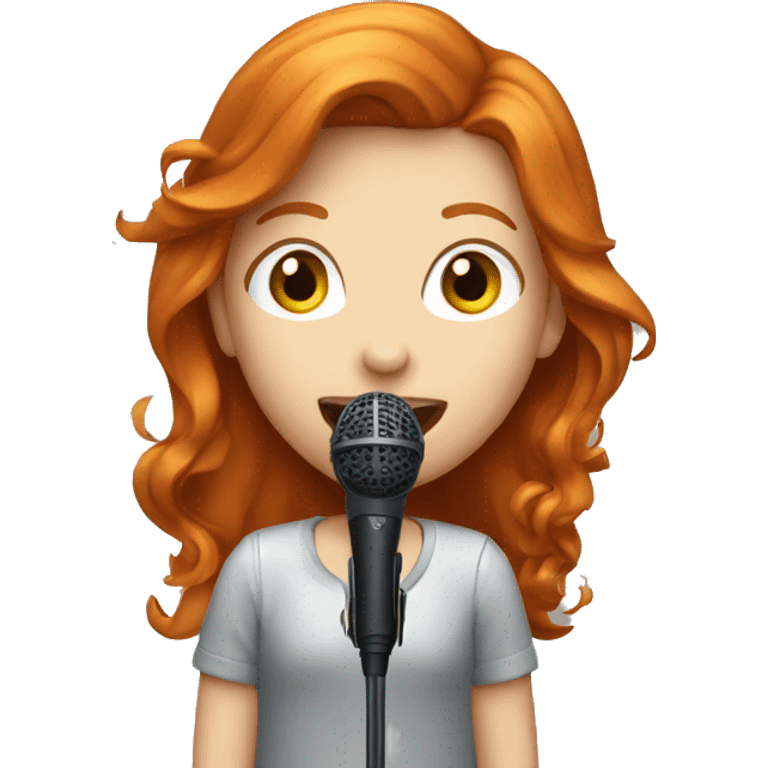 Ginger haired girl with microphone singing  emoji