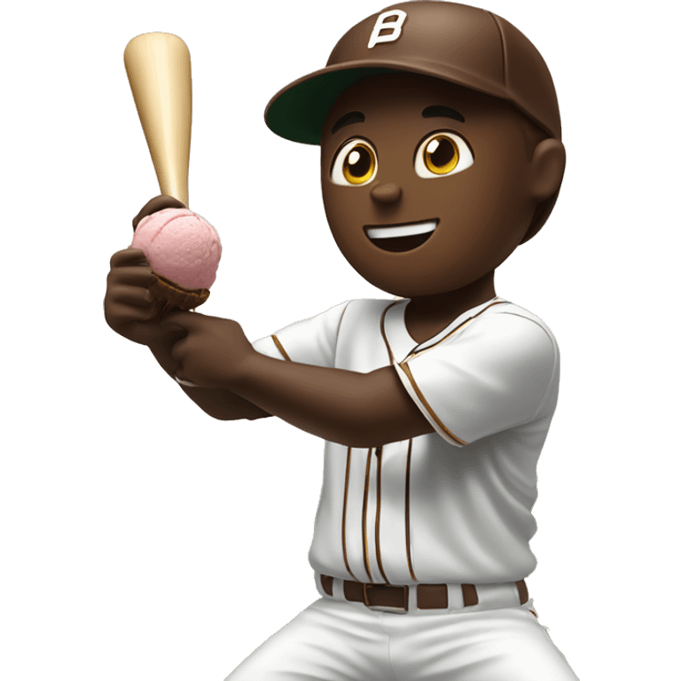 Baseballer hitting chocolate icecream out of the park emoji