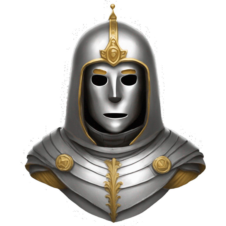 king baldwin IV in silver full face mask up emoji