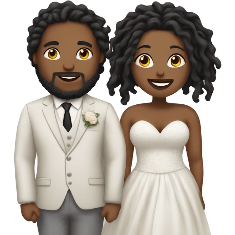 Plus size couple with locs wedding pale emoji