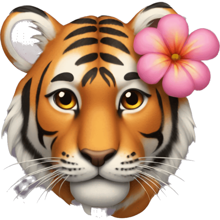 tiger with flower in hair emoji