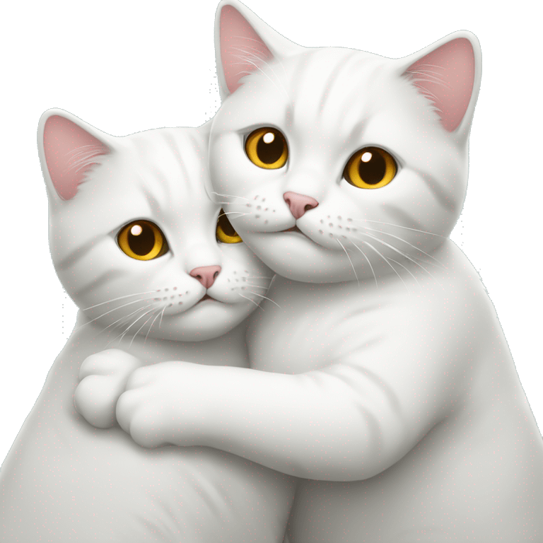 Two white British cats hugs  emoji