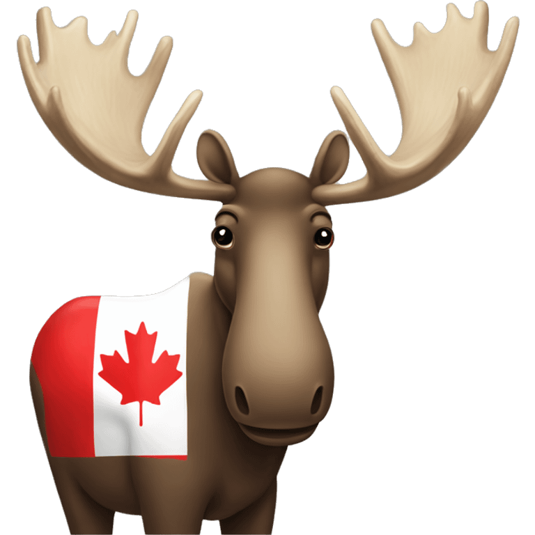 Moose with Canadian flag behind it emoji