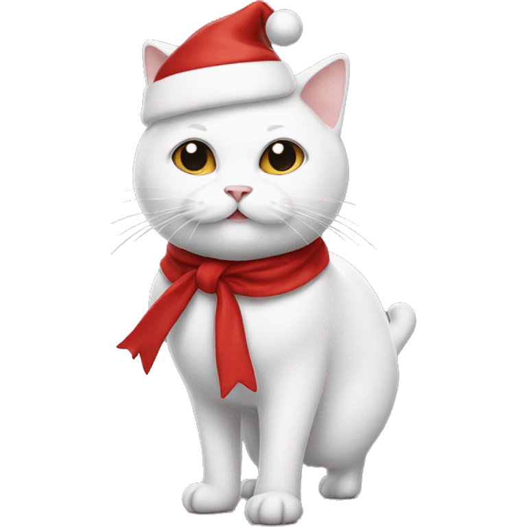 White cat santa claus with a ballerina dress emoji